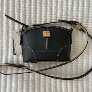 Dooney & Bourke black crossbody bag with accent white stitching